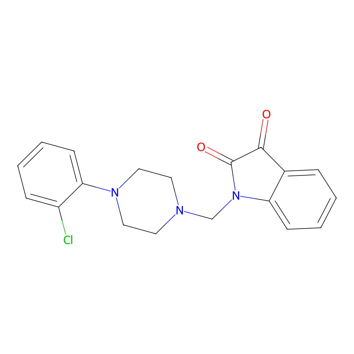 1-((4-(2-Chlorophenyl)piperazin-1-yl)methyl)indoline-2,3-dione molecular structure, CAS 312590-08-2