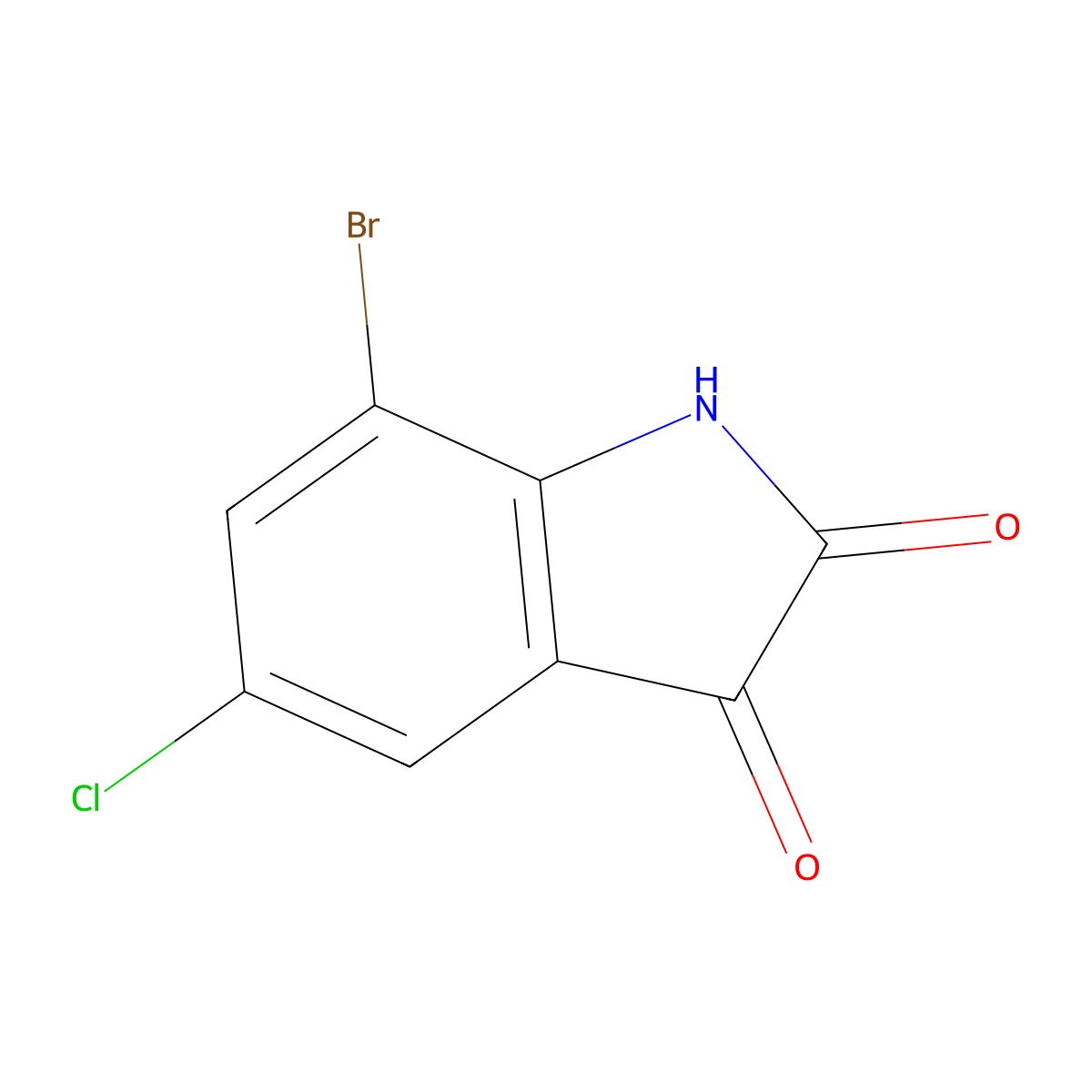 7-bromo-5-chloro-2,3-dihydro-1H-indole-2,3-dione molecular structure, CAS 312590-29-7