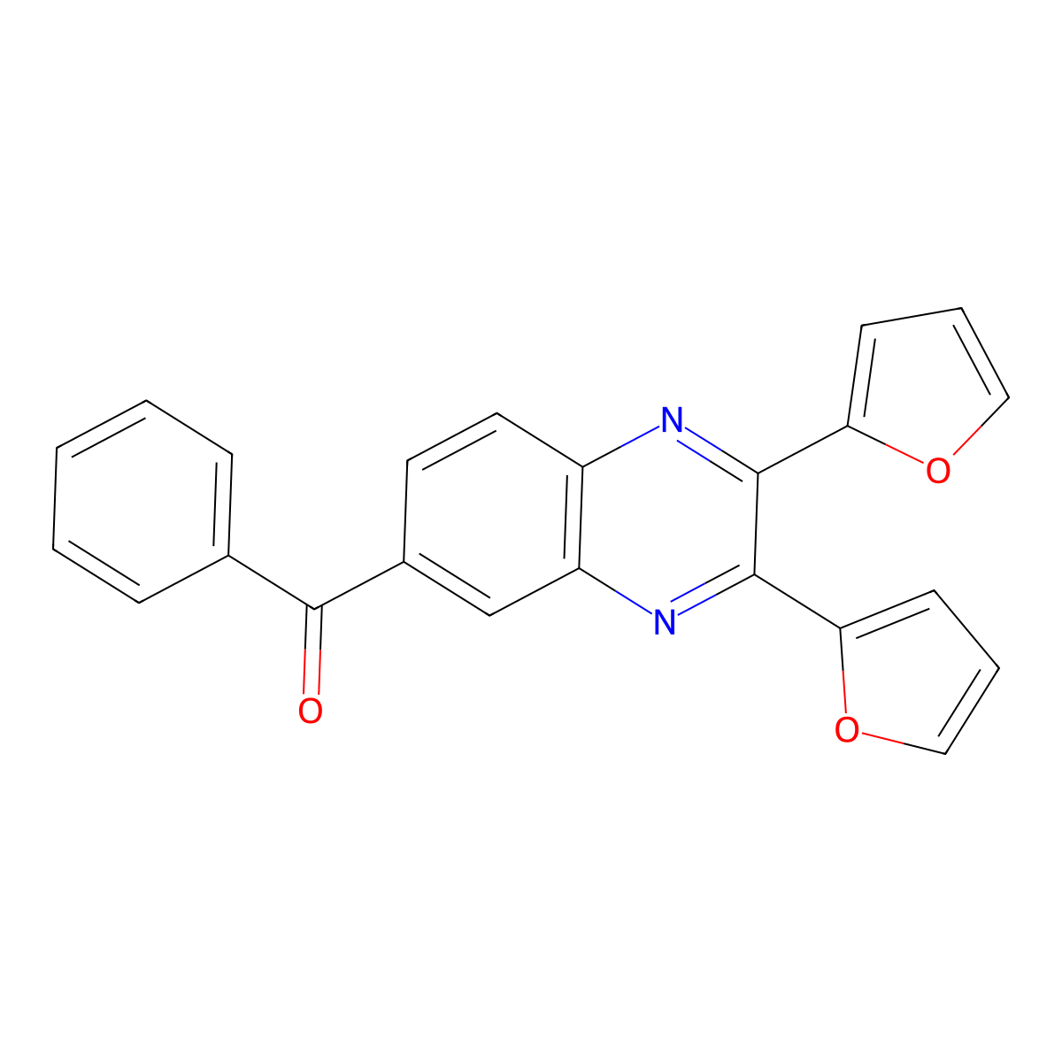 (2,3-Di(furan-2-yl)quinoxalin-6-yl)(phenyl)methanone molecular structure, CAS 312590-55-9