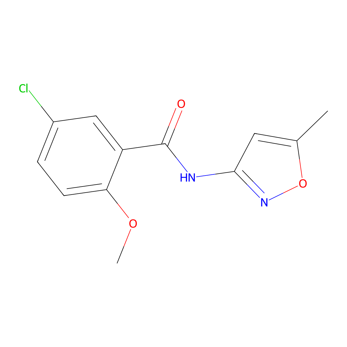 5-chloro-2-methoxy-N-(5-methyl-3-isoxazolyl)benzamide molecular structure, CAS 312591-34-7