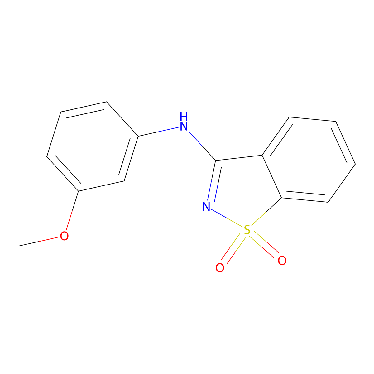 N-(3-methoxyphenyl)-1,2-benzothiazol-3-amine 1,1-dioxide molecular structure, CAS 312592-03-3