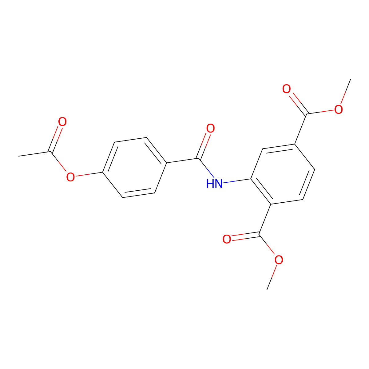 4-{N-[2,5-bis(methoxycarbonyl)phenyl]carbamoyl}phenyl acetate molecular structure, CAS 312592-08-8