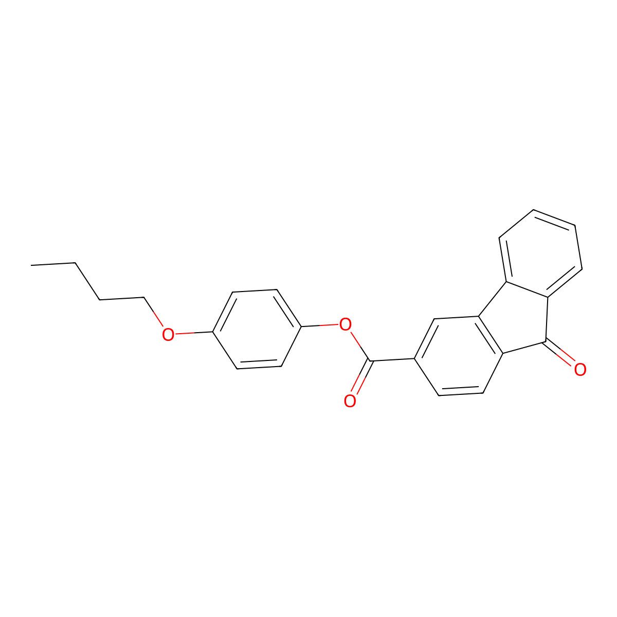 4-butoxyphenyl 9-oxo-9H-fluorene-3-carboxylate molecular structure, CAS 312592-29-3