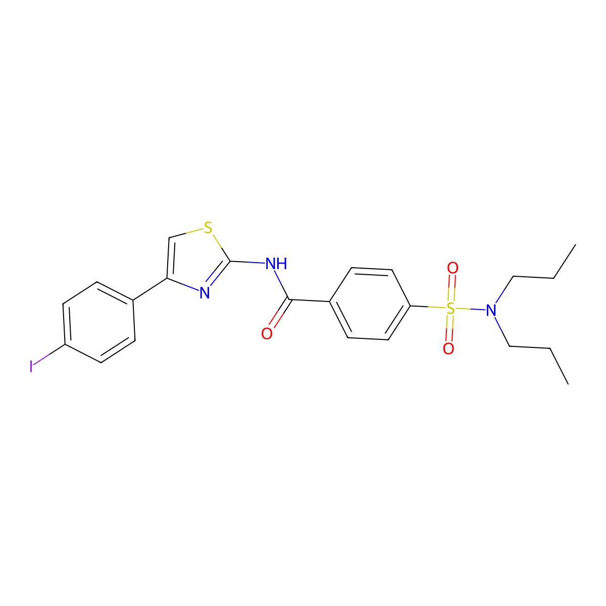 4-(dipropylsulfamoyl)-N-[4-(4-iodophenyl)-1,3-thiazol-2-yl]benzamide molecular structure, CAS 312592-53-3