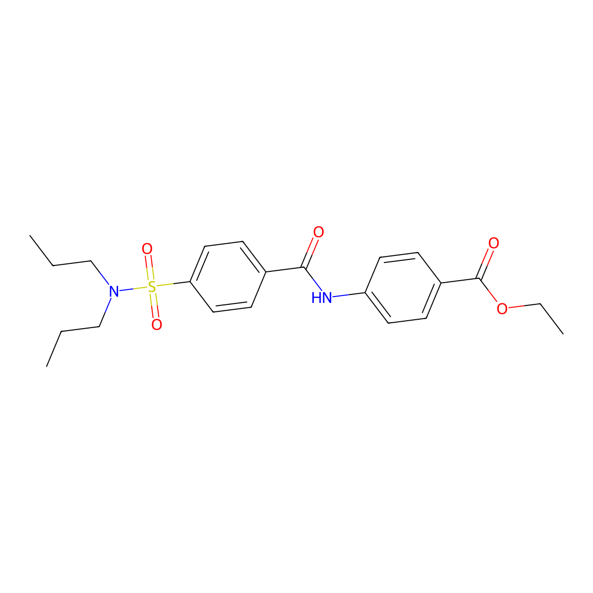 ethyl 4-(4-(N,N-dipropylsulfamoyl)benzamido)benzoate molecular structure, CAS 312592-54-4