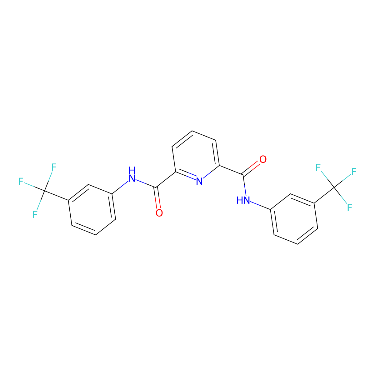 Pyridine-2,6-dicarboxamide, N,N'-bis(3-trifluoromethylphenyl)- molecular structure, CAS 312592-76-0