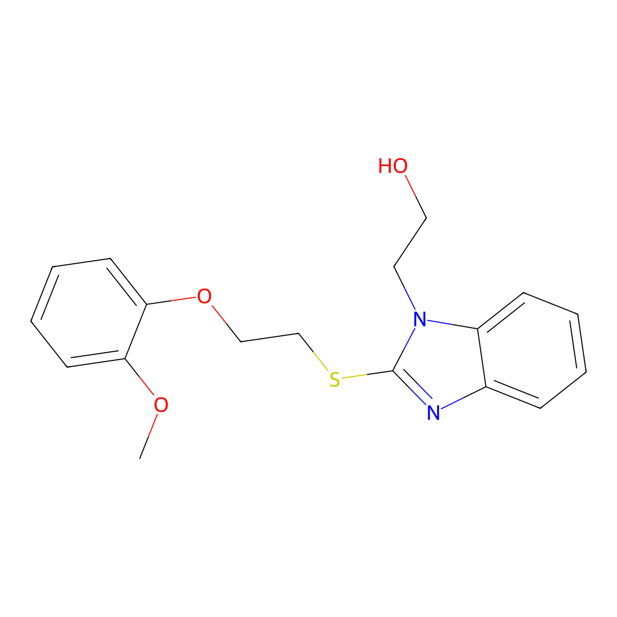 2-[2-[2-(2-Methoxyphenoxy)ethylsulfanyl]benzimidazol-1-yl]ethanol molecular structure, CAS 312592-89-5