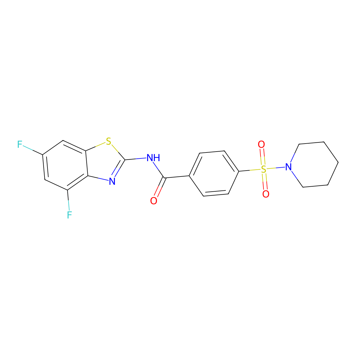 N-(4,6-difluorobenzo[d]thiazol-2-yl)-4-(piperidin-1-ylsulfonyl)benzamide molecular structure, CAS 312592-95-3