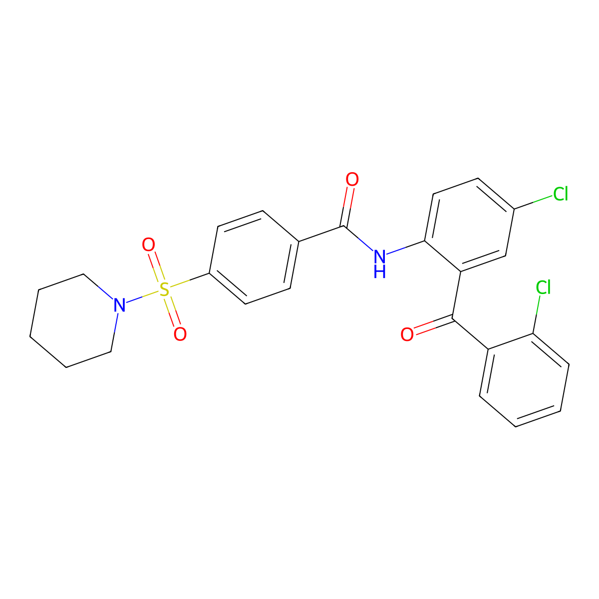 N-[4-chloro-2-(2-chlorobenzoyl)phenyl]-4-piperidin-1-ylsulfonylbenzamide molecular structure, CAS 312593-00-3