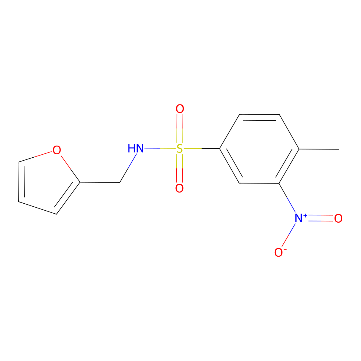 N-Furan-2-ylmethyl-4-methyl-3-nitro-benzenesulfonamide molecular structure, CAS 312594-05-1
