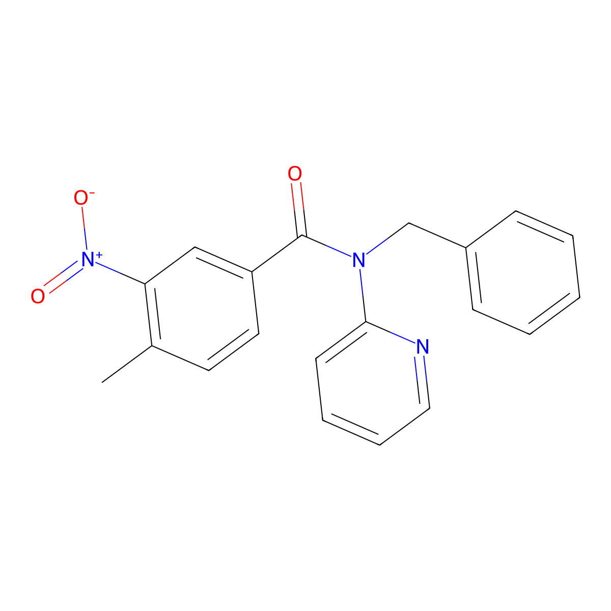 N-benzyl-4-methyl-3-nitro-N-pyridin-2-ylbenzamide molecular structure, CAS 312594-10-8