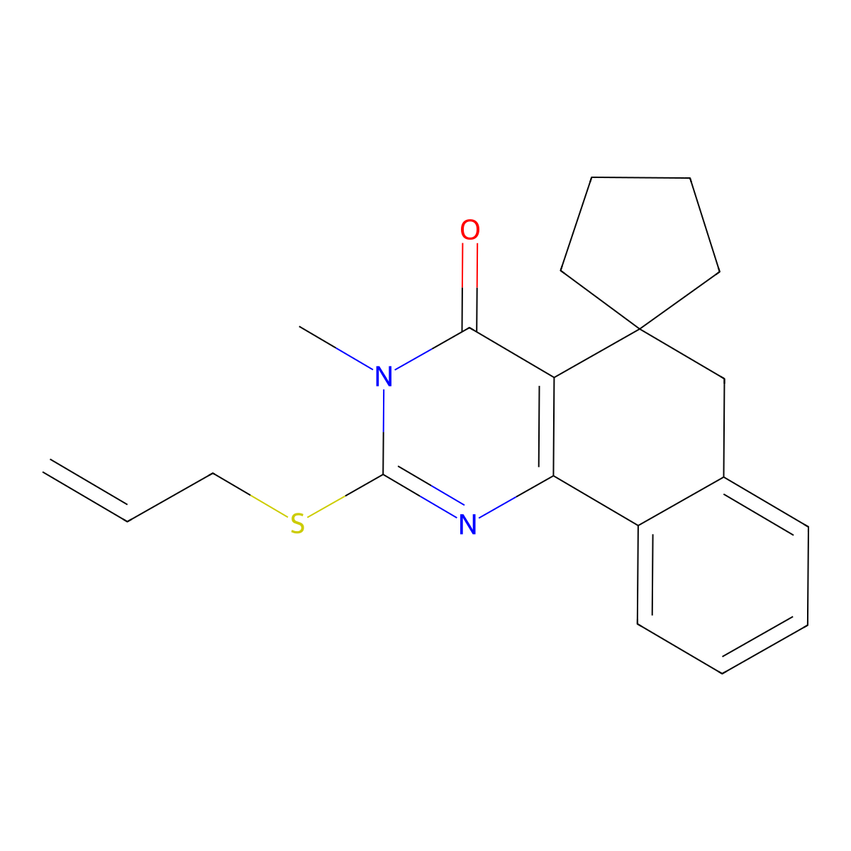 3-methyl-2-prop-2-enylsulfanylspiro[6H-benzo[h]quinazoline-5,1'-cyclopentane]-4-one molecular structure, CAS 312594-19-7