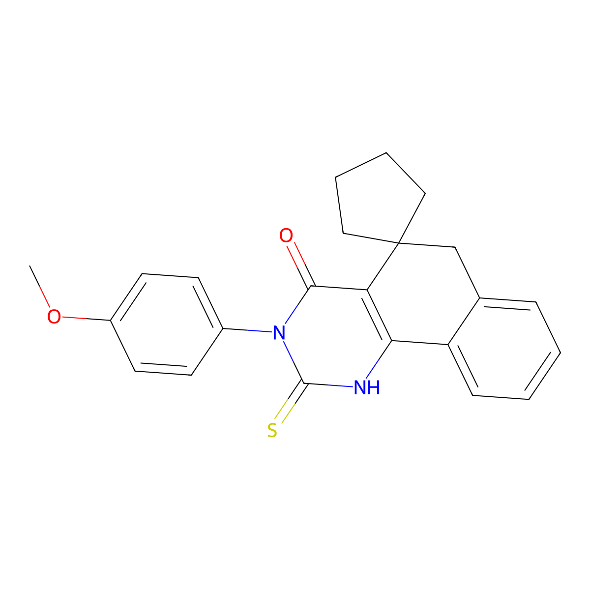 3-(4-Methoxyphenyl)-2-sulfanylidenespiro[1,6-dihydrobenzo[h]quinazoline-5,1'-cyclopentane]-4-one molecular structure, CAS 312594-22-2