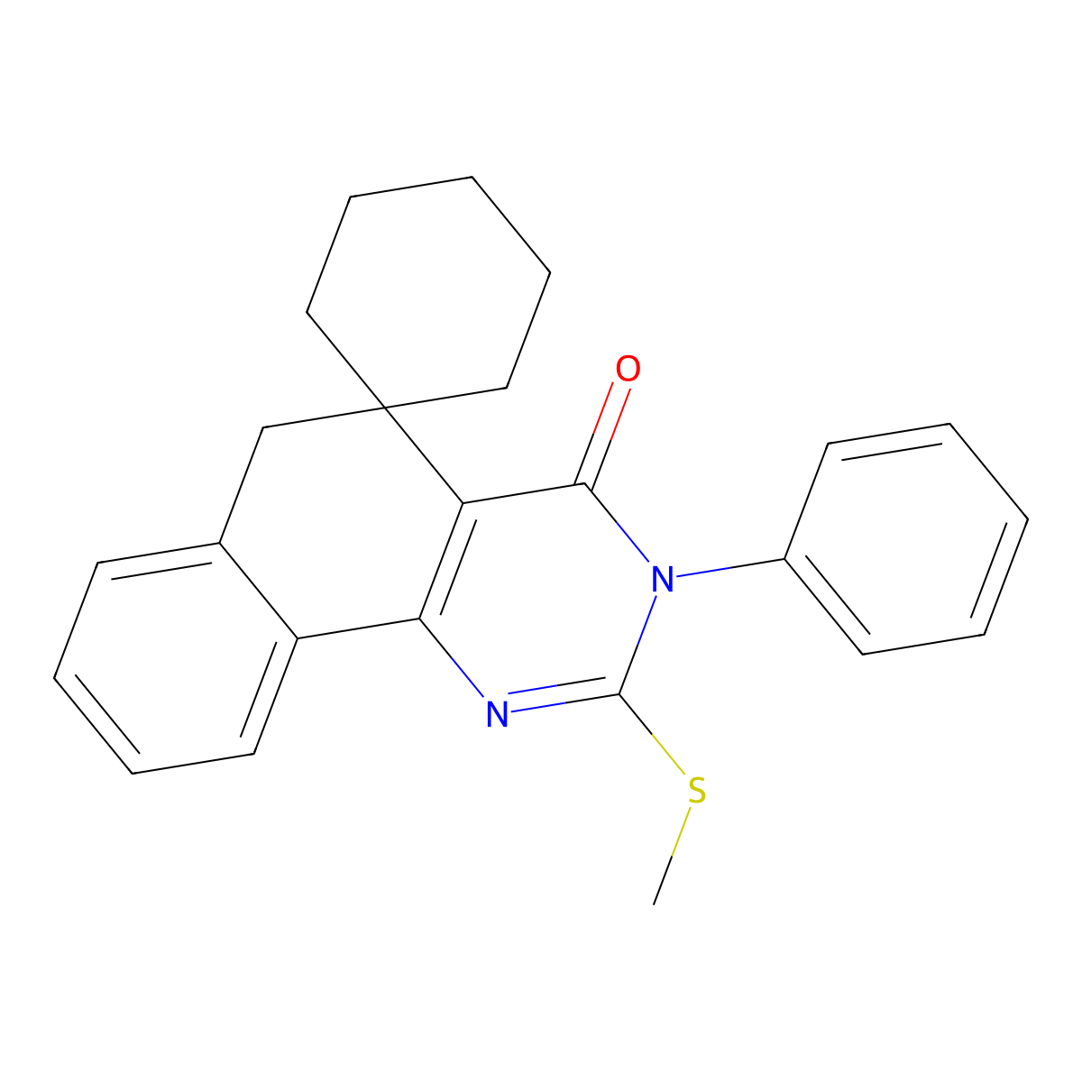 2-methylsulfanyl-3-phenylspiro[6H-benzo[h]quinazoline-5,1'-cyclohexane]-4-one molecular structure, CAS 312594-23-3