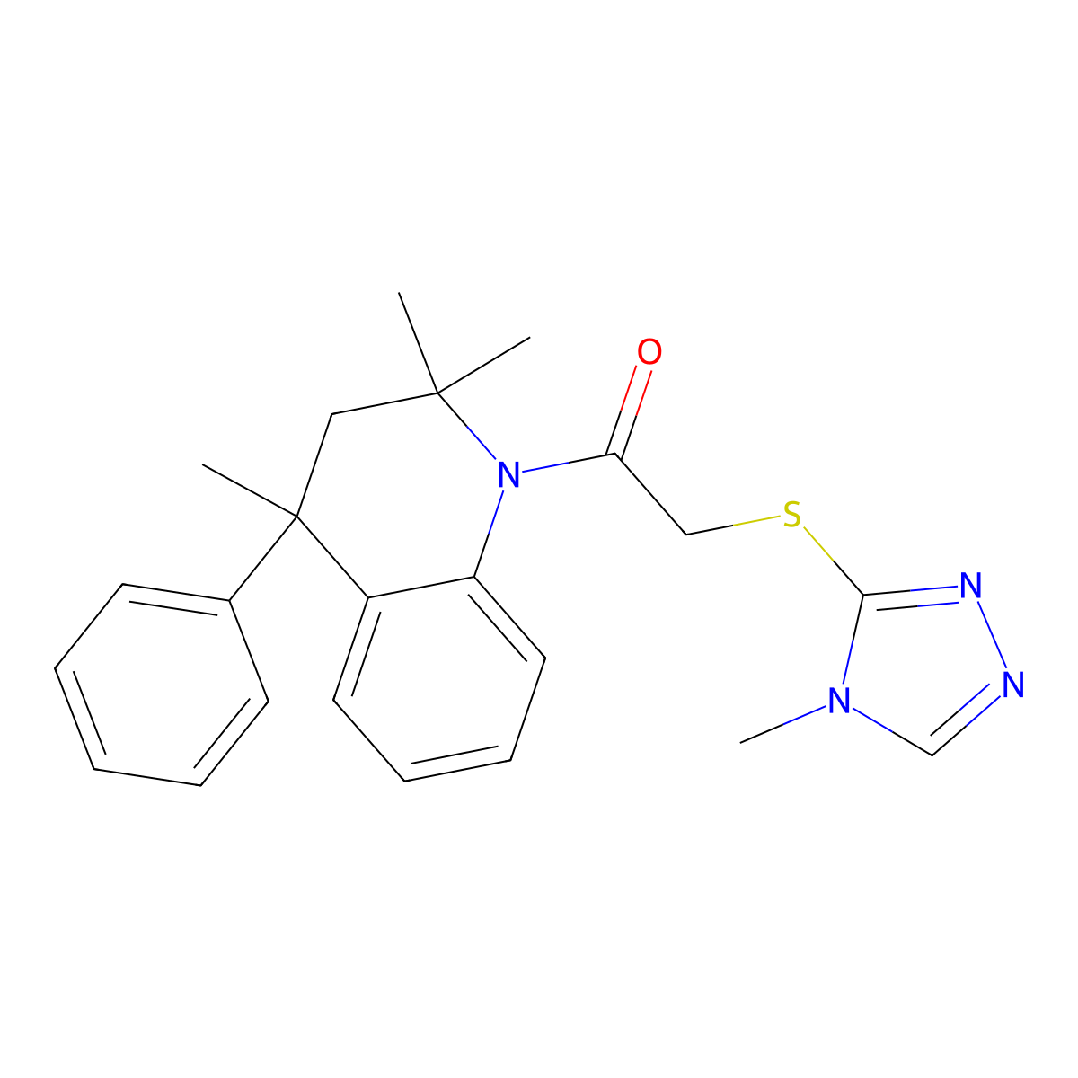 2-[(4-methyl-4H-1,2,4-triazol-3-yl)sulfanyl]-1-(2,2,4-trimethyl-4-phenyl-3,4-dihydroquinolin-1(2H)-yl)ethanone molecular structure, CAS 312594-28-8