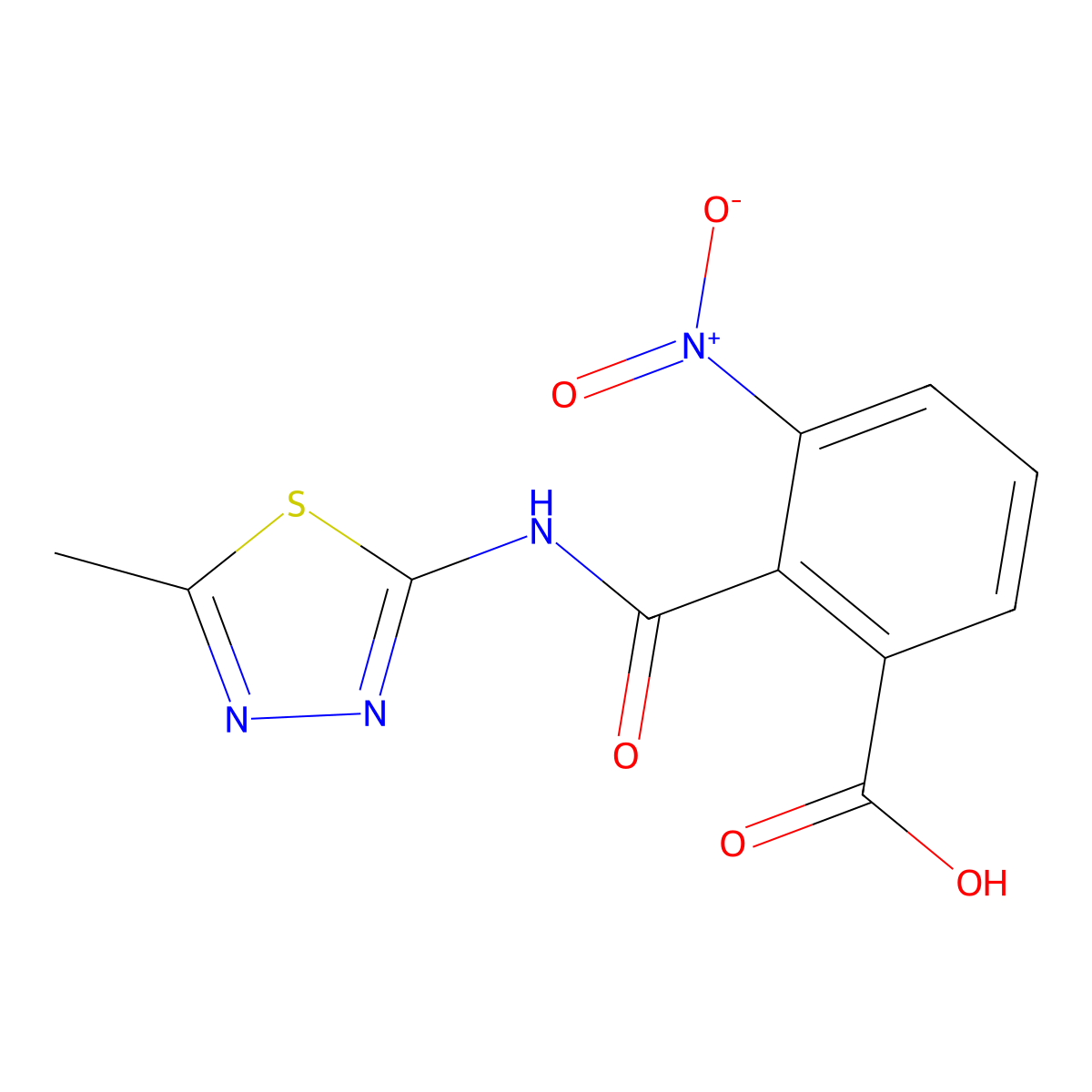2-[(5-Methyl-1,3,4-thiadiazol-2-yl)carbamoyl]-3-nitrobenzoic acid molecular structure, CAS 312594-47-1