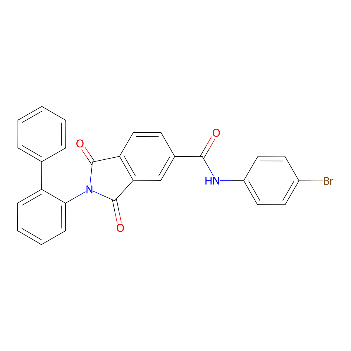 N-(4-bromophenyl)-1,3-dioxo-2-(2-phenylphenyl)isoindole-5-carboxamide molecular structure, CAS 312594-82-4