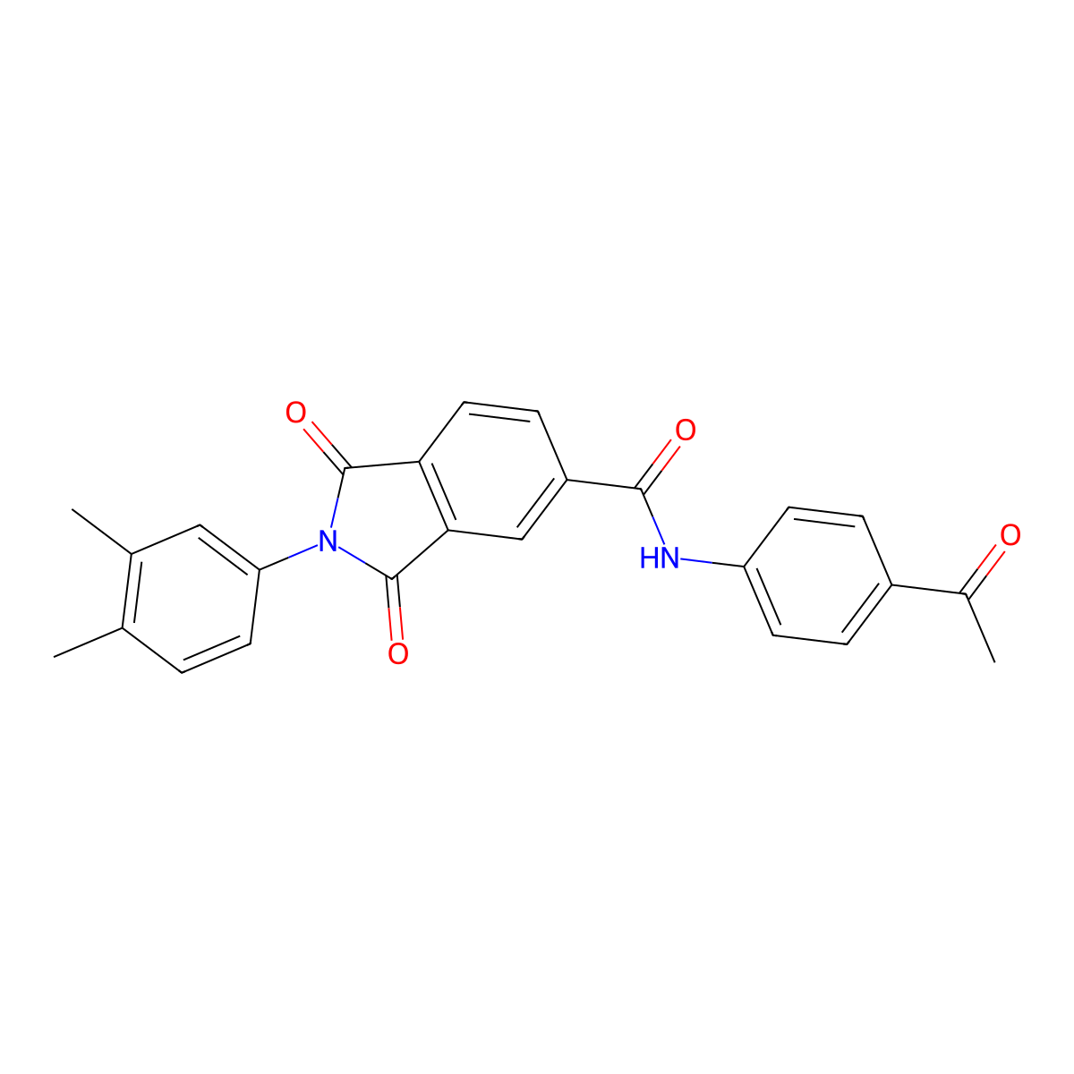 N-(4-acetylphenyl)-2-(3,4-dimethylphenyl)-1,3-dioxoisoindole-5-carboxamide molecular structure, CAS 312594-85-7