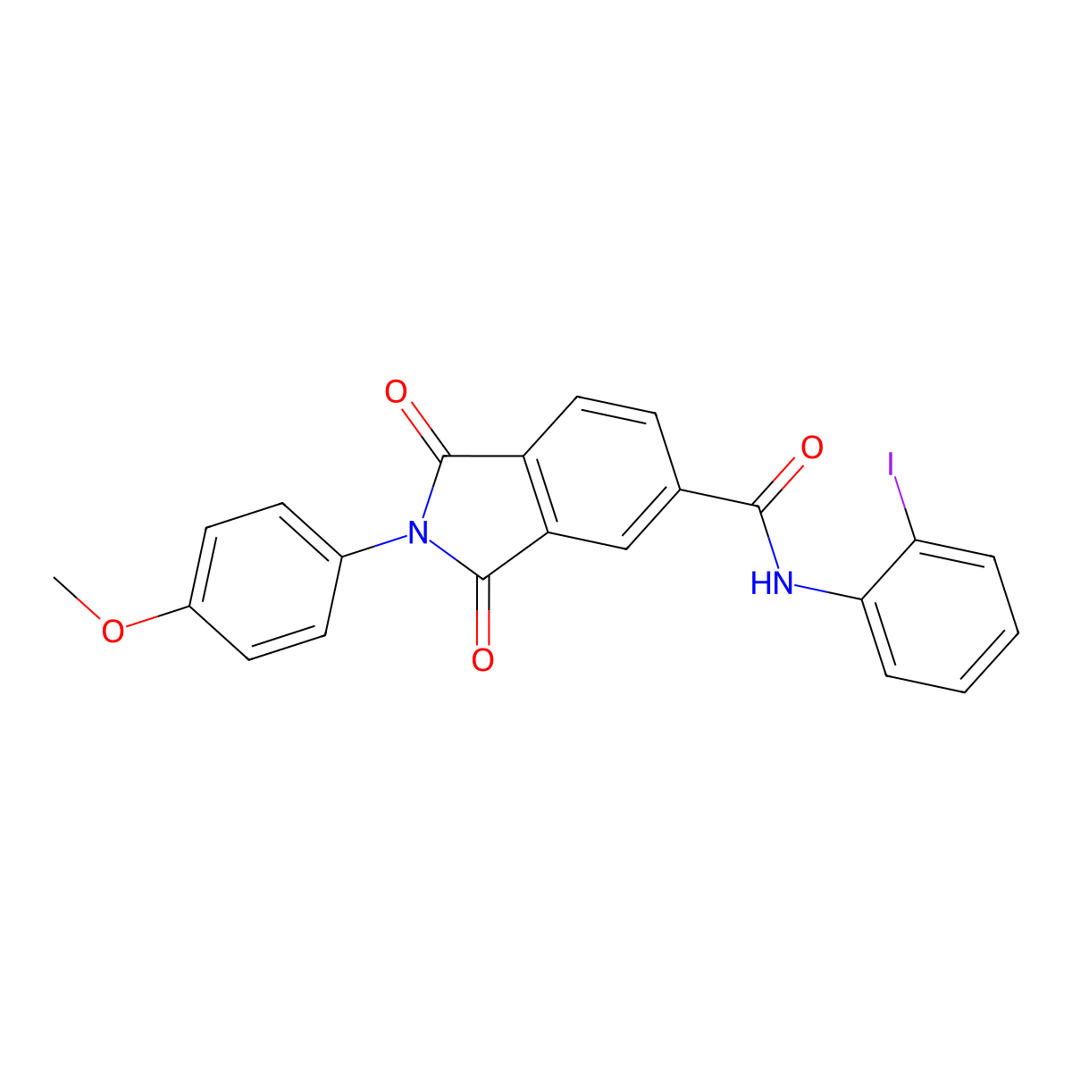 N-(2-iodophenyl)-2-(4-methoxyphenyl)-1,3-dioxo-2,3-dihydro-1H-isoindole-5-carboxamide molecular structure, CAS 312595-16-7