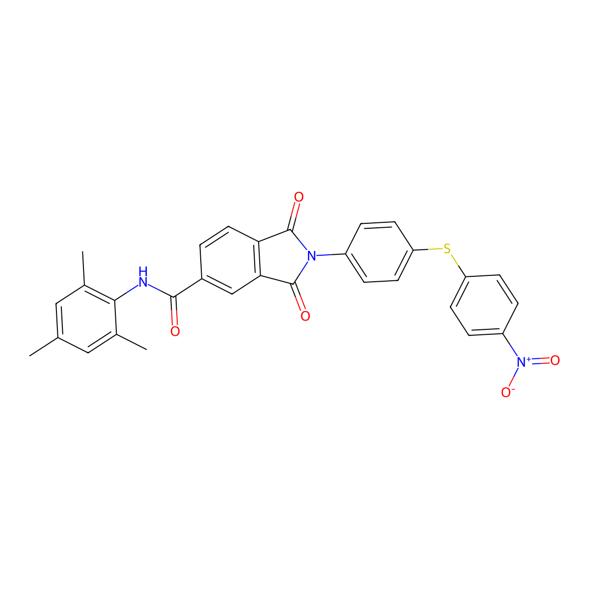 2-[4-(4-nitrophenyl)sulfanylphenyl]-1,3-dioxo-N-(2,4,6-trimethylphenyl)isoindole-5-carboxamide molecular structure, CAS 312595-31-6