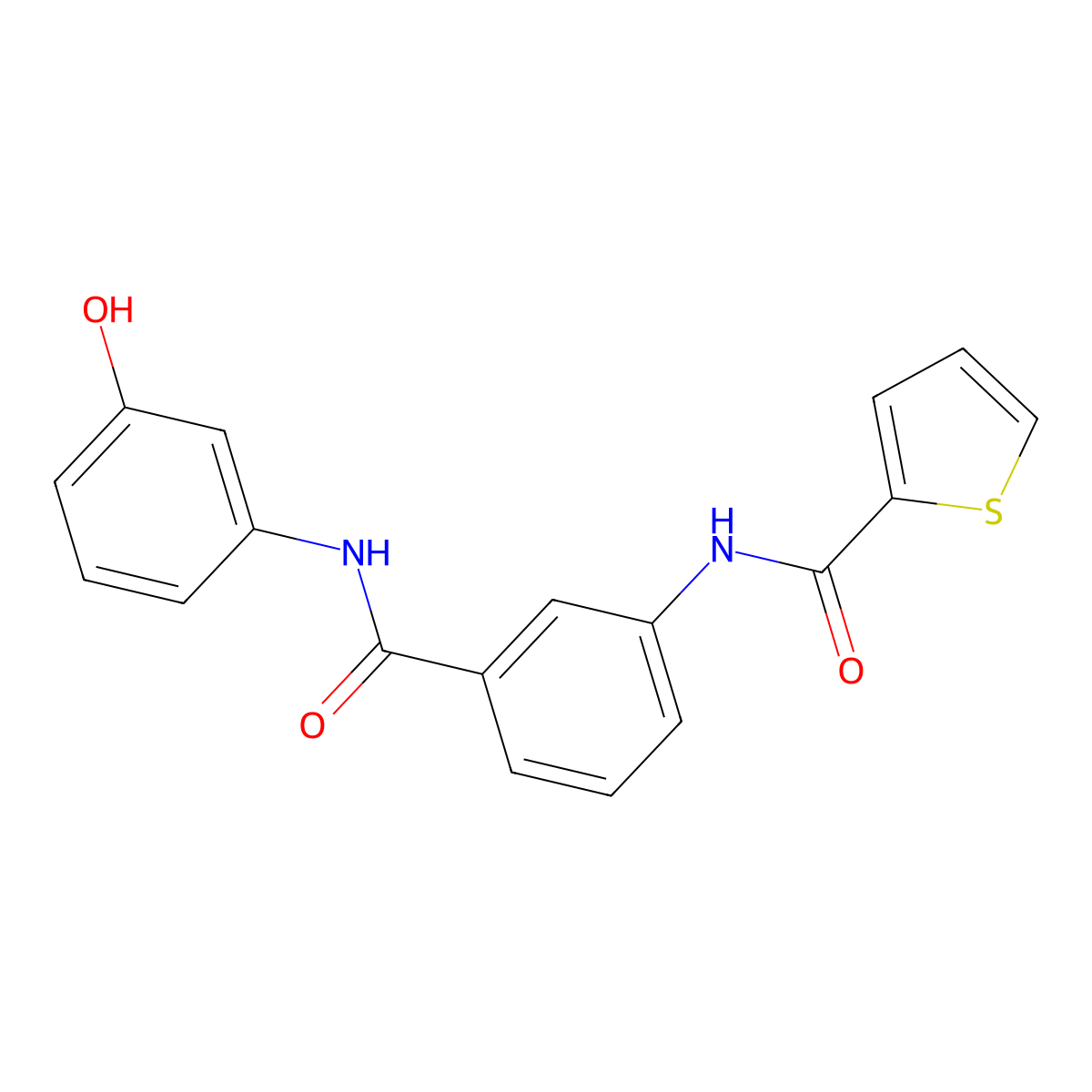 N-[3-[(3-hydroxyphenyl)carbamoyl]phenyl]thiophene-2-carboxamide molecular structure, CAS 312595-37-2