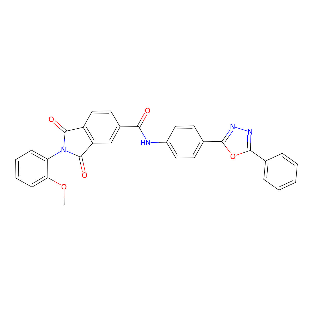 2-(2-methoxyphenyl)-1,3-dioxo-N-[4-(5-phenyl-1,3,4-oxadiazol-2-yl)phenyl]isoindole-5-carboxamide molecular structure, CAS 312595-66-7