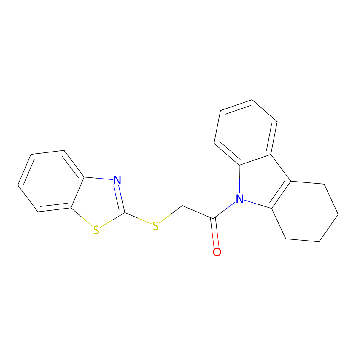 2-(1,3-benzothiazol-2-ylsulfanyl)-1-(1,2,3,4-tetrahydro-9H-carbazol-9-yl)ethanone molecular structure, CAS 312595-79-2