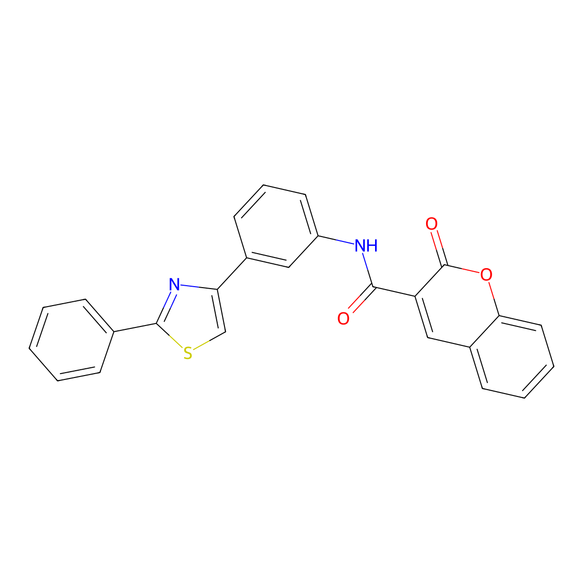 2-oxo-N-[3-(2-phenyl-1,3-thiazol-4-yl)phenyl]chromene-3-carboxamide molecular structure, CAS 312595-82-7