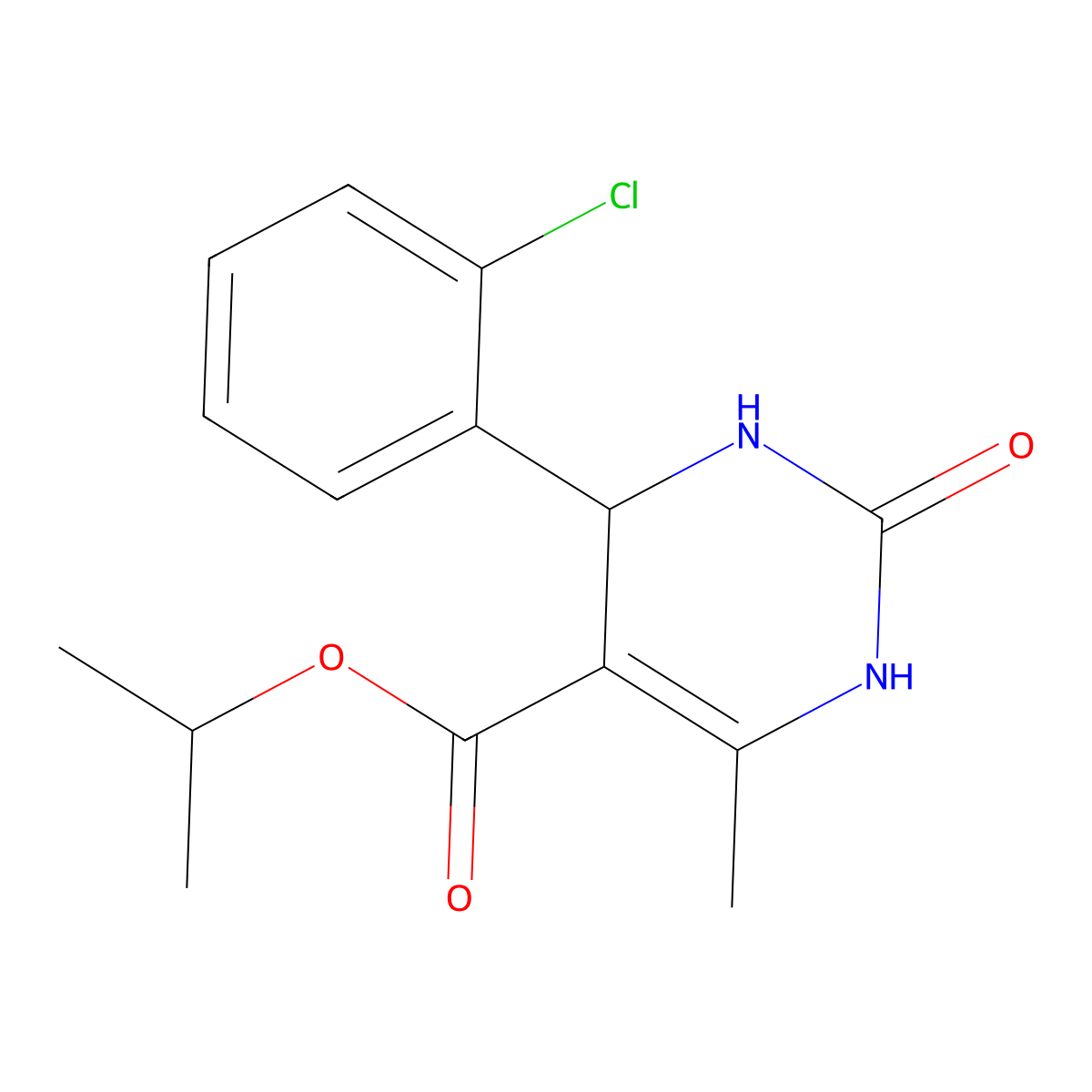 Propan-2-yl 4-(2-chlorophenyl)-6-methyl-2-oxo-1,2,3,4-tetrahydropyrimidine-5-carboxylate molecular structure, CAS 312596-19-3