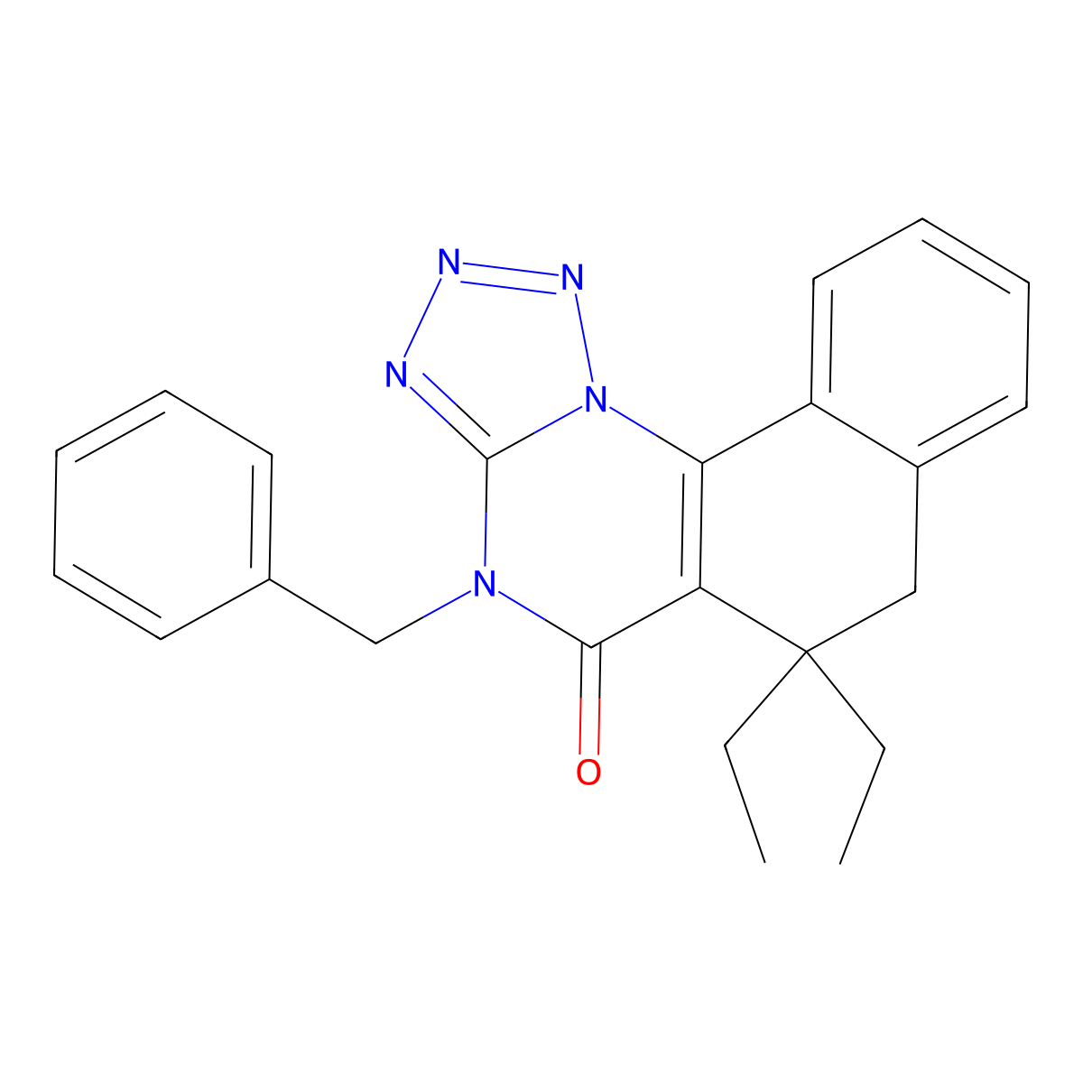 4-benzyl-6,6-diethyl-6,7-dihydrobenzo[h]tetrazolo[1,5-a]quinazolin-5(4H)-one molecular structure, CAS 312596-25-1