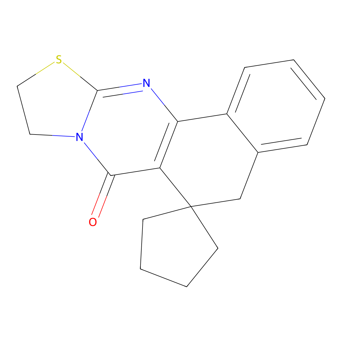 9,10-dihydrospiro[benzo[h]thiazolo[2,3-b]quinazoline-6,1'-cyclopentan]-7(5H)-one molecular structure, CAS 312596-28-4