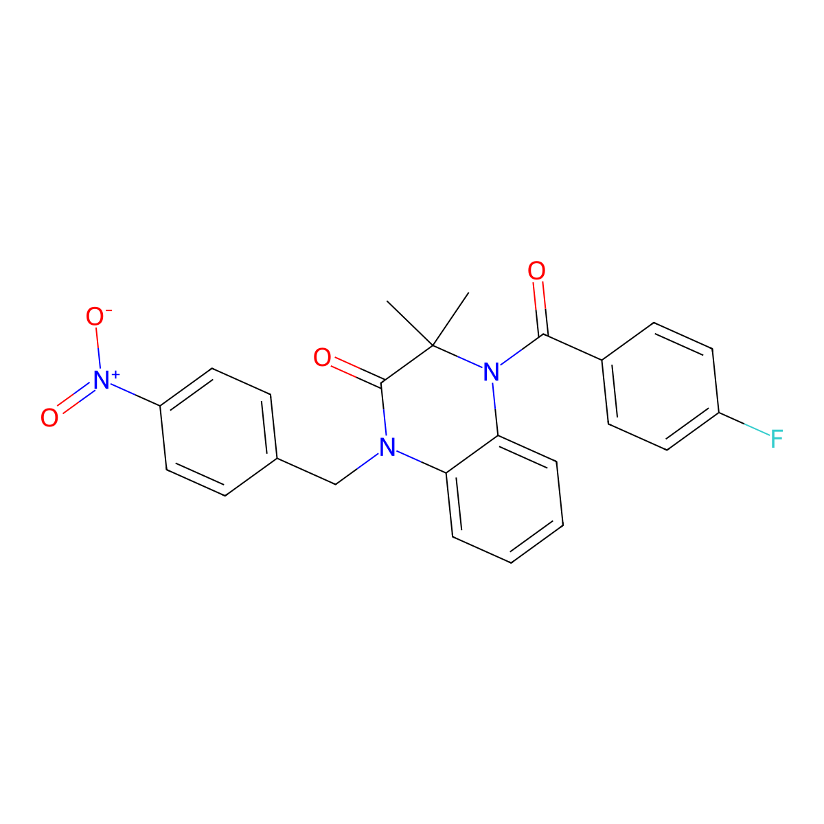 4-(4-fluorobenzoyl)-1-{4-nitrobenzyl}-3,3-dimethyl-3,4-dihydro-2(1H)-quinoxalinone molecular structure, CAS 312596-45-5