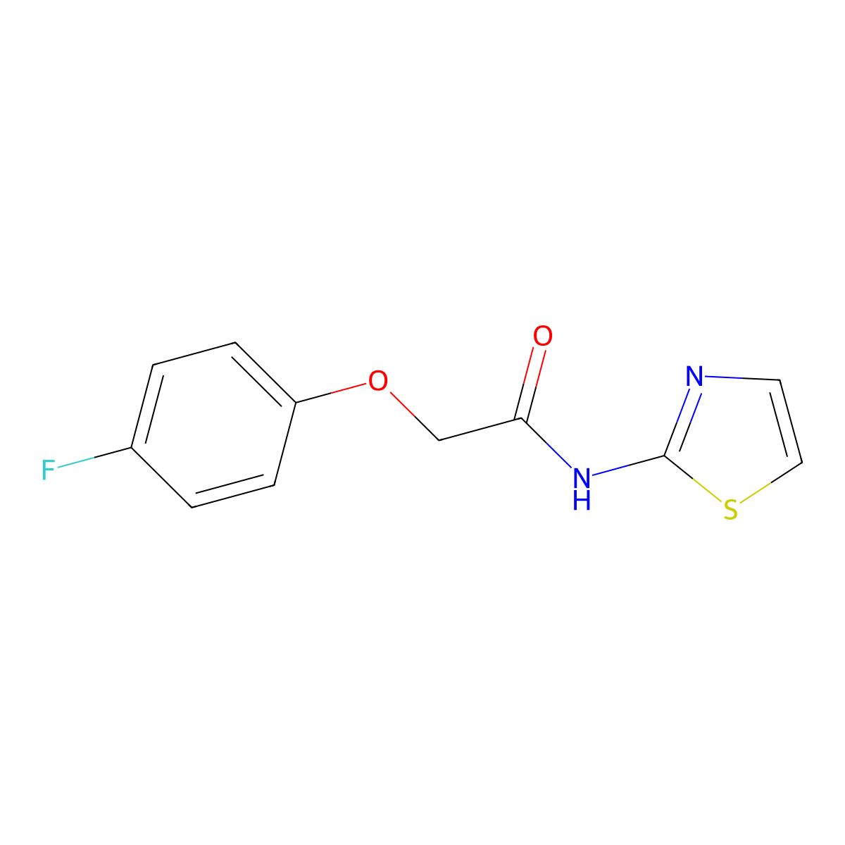 2-(4-fluorophenoxy)-N-(1,3-thiazol-2-yl)acetamide molecular structure, CAS 312596-52-4