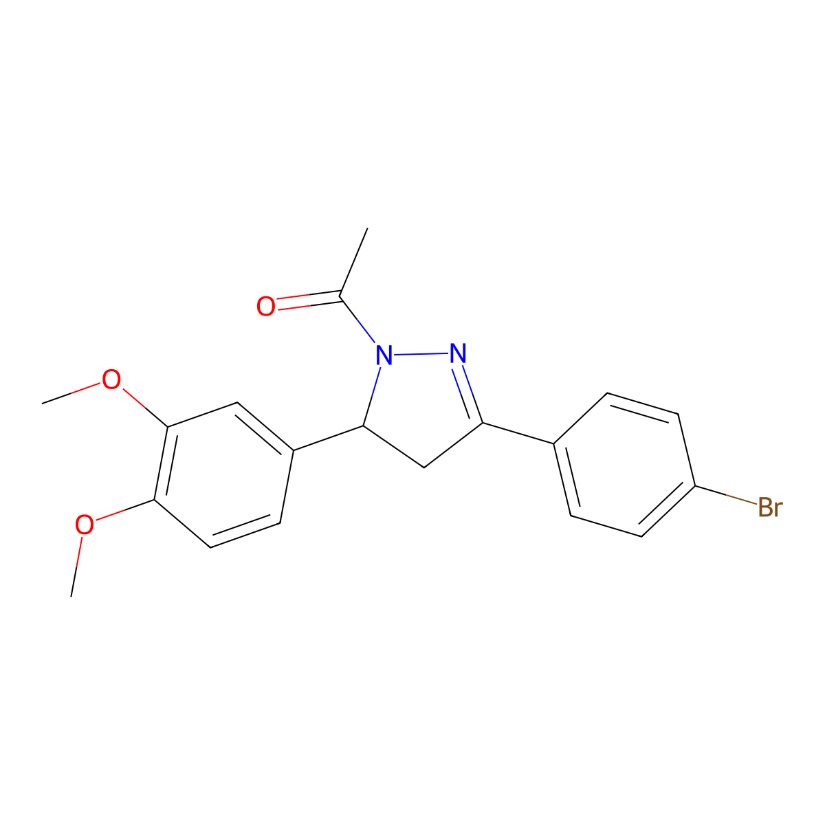 1-[5-(4-Bromophenyl)-3-(3,4-dimethoxyphenyl)-3,4-dihydropyrazol-2-yl]ethanone molecular structure, CAS 312596-66-0