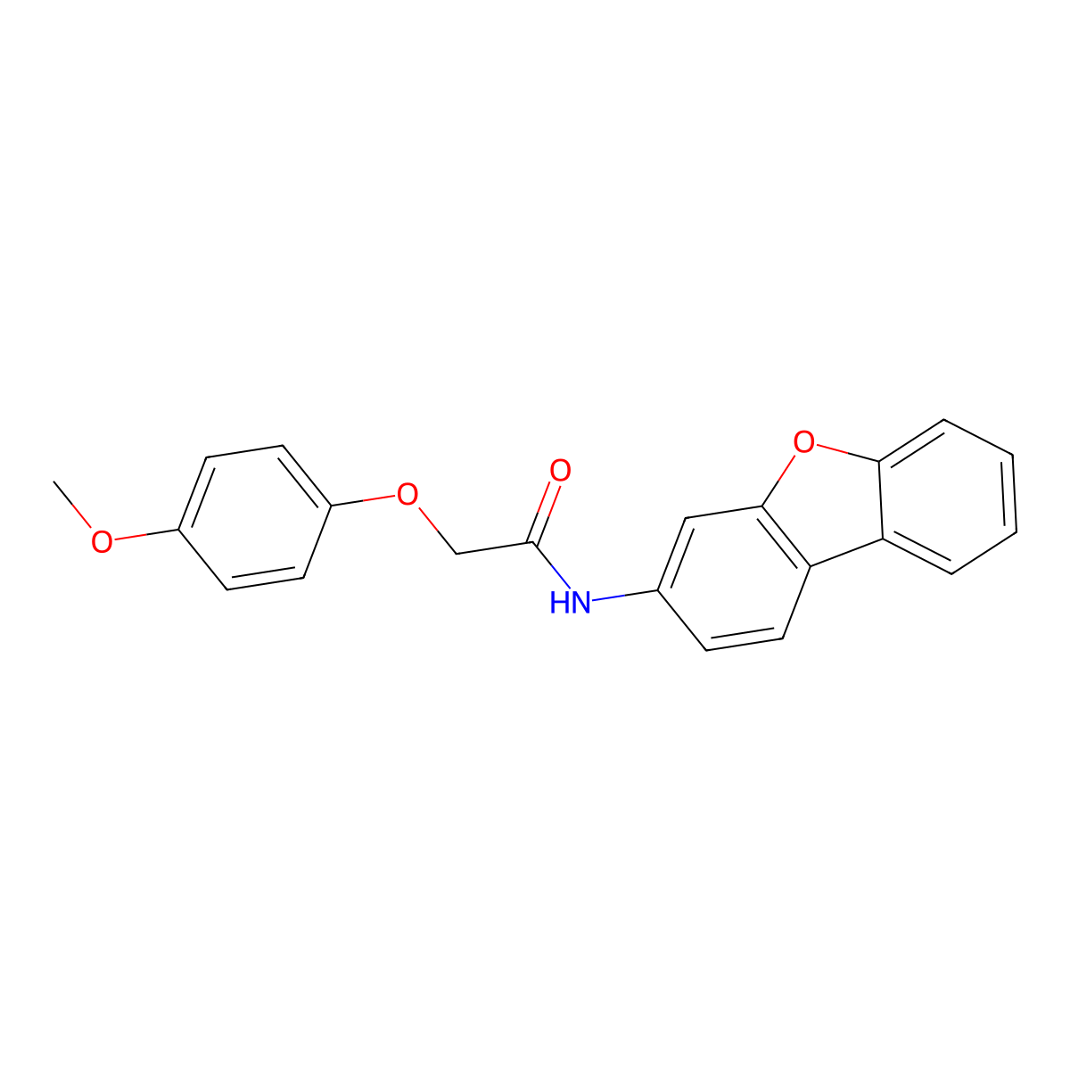 N-dibenzofuran-3-yl-2-(4-methoxyphenoxy)acetamide molecular structure, CAS 312596-78-4