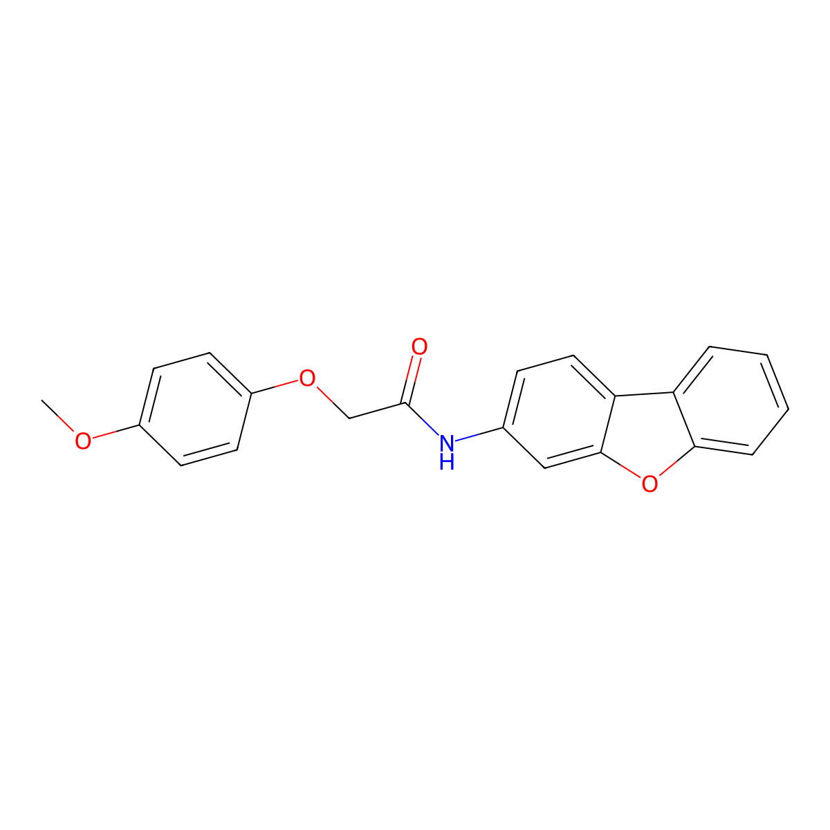 N-dibenzofuran-3-yl-2-(4-methoxyphenoxy)acetamide molecular structure, CAS 312596-78-4