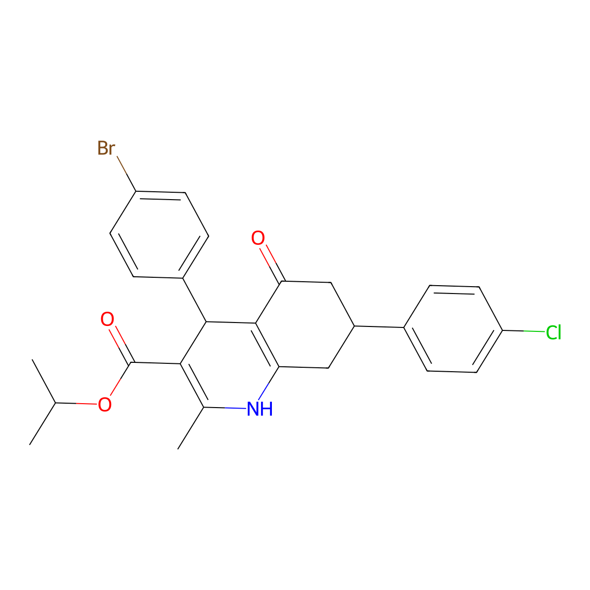Propan-2-yl 4-(4-bromophenyl)-7-(4-chlorophenyl)-2-methyl-5-oxo-1,4,5,6,7,8-hexahydroquinoline-3-carboxylate molecular structure, CAS 312596-83-1