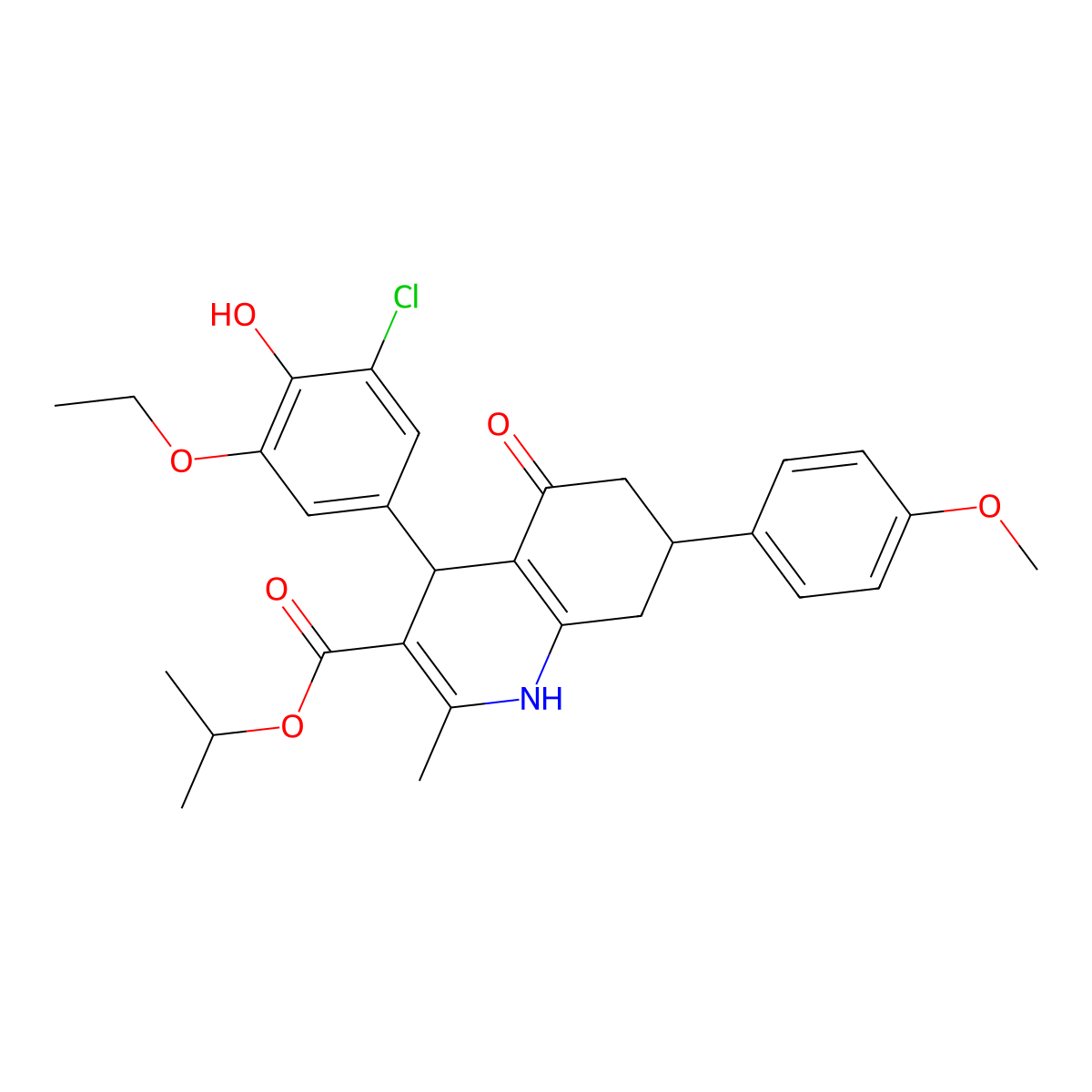 Propan-2-yl 4-(3-chloro-5-ethoxy-4-hydroxyphenyl)-7-(4-methoxyphenyl)-2-methyl-5-oxo-1,4,5,6,7,8-hexahydroquinoline-3-carboxylate molecular structure, CAS 312596-98-8