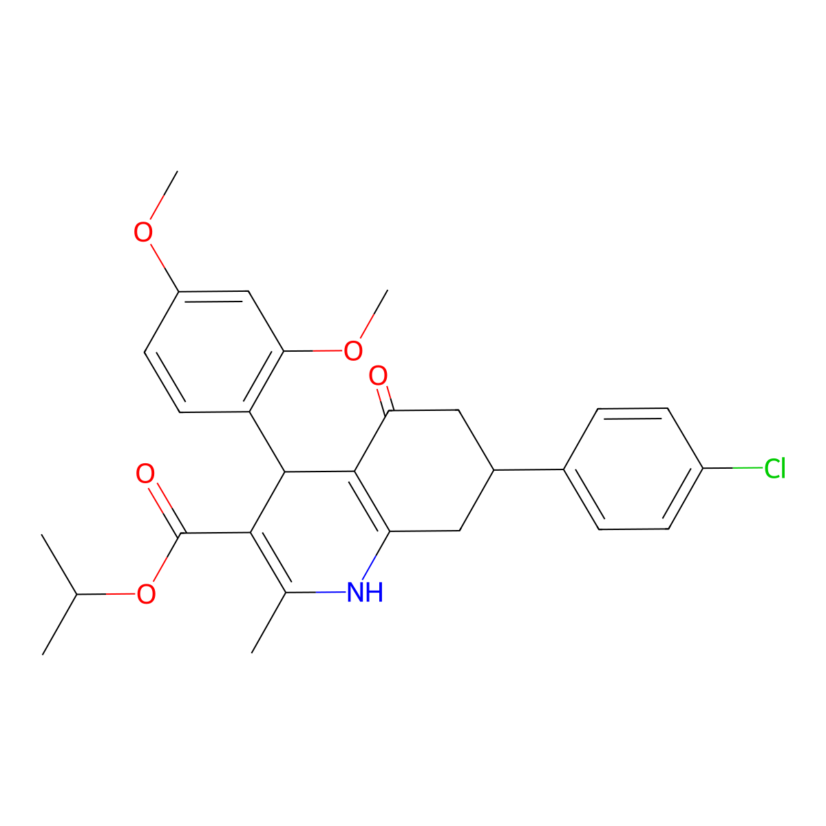 Propan-2-yl 7-(4-chlorophenyl)-4-(2,4-dimethoxyphenyl)-2-methyl-5-oxo-1,4,5,6,7,8-hexahydroquinoline-3-carboxylate molecular structure, CAS 312597-24-3