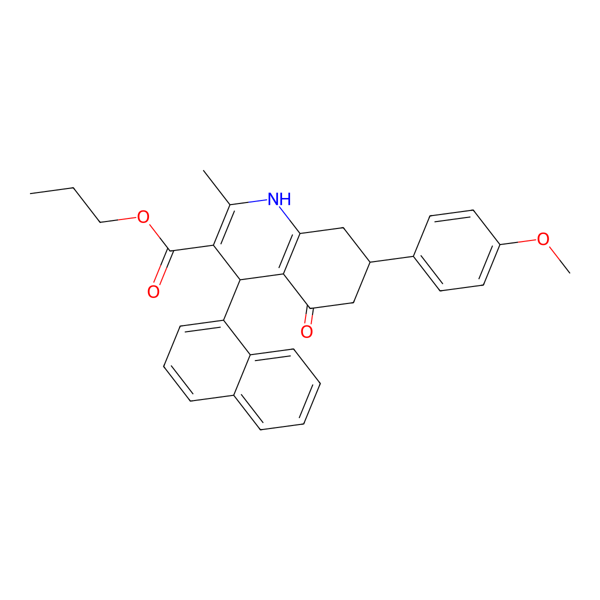 Propyl 7-(4-methoxyphenyl)-2-methyl-4-(naphthalen-1-yl)-5-oxo-1,4,5,6,7,8-hexahydroquinoline-3-carboxylate molecular structure, CAS 312597-40-3