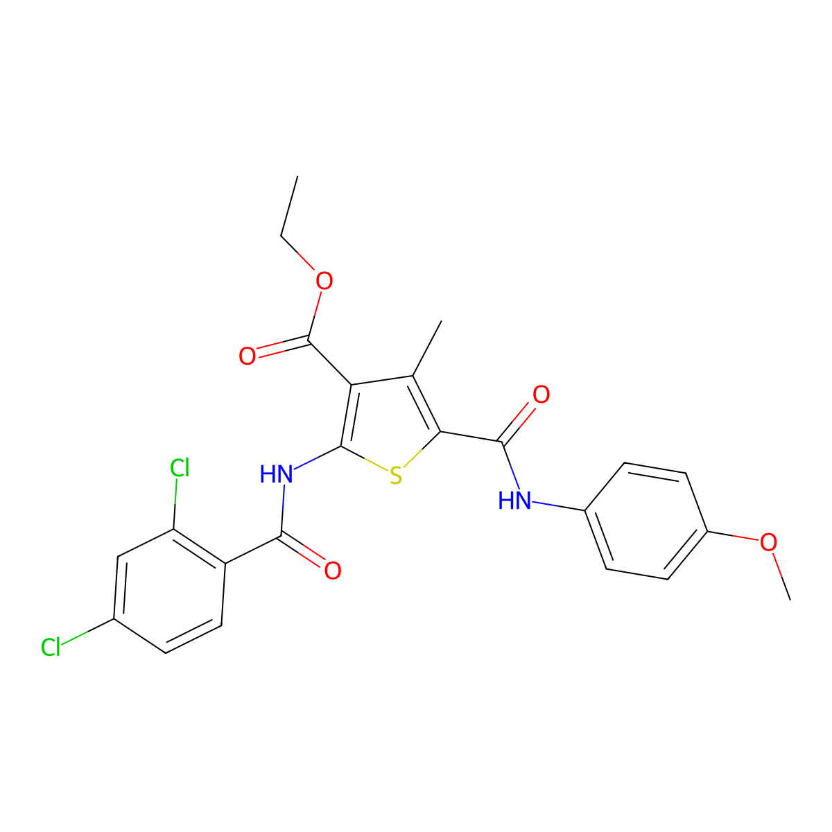 Ethyl 2-[(2,4-dichlorobenzoyl)amino]-5-[(4-methoxyanilino)carbonyl]-4-methyl-3-thiophenecarboxylate molecular structure, CAS 312597-49-2