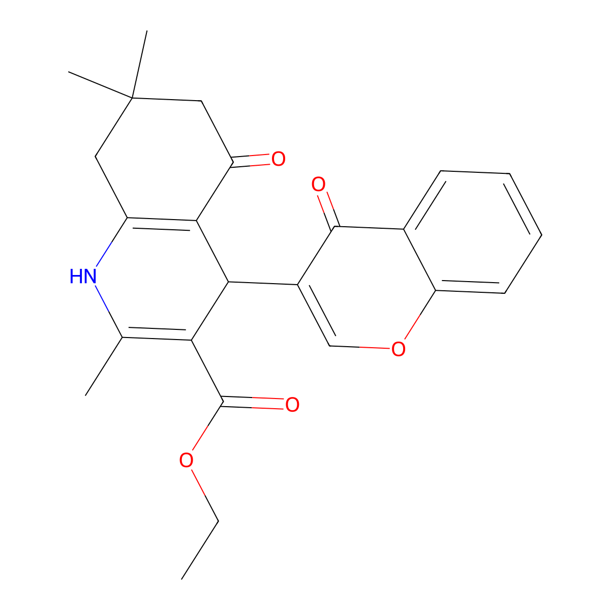 ethyl 2,7,7-trimethyl-5-oxo-4-(4-oxo-4H-chromen-3-yl)-1,4,5,6,7,8-hexahydroquinoline-3-carboxylate molecular structure, CAS 312597-57-2