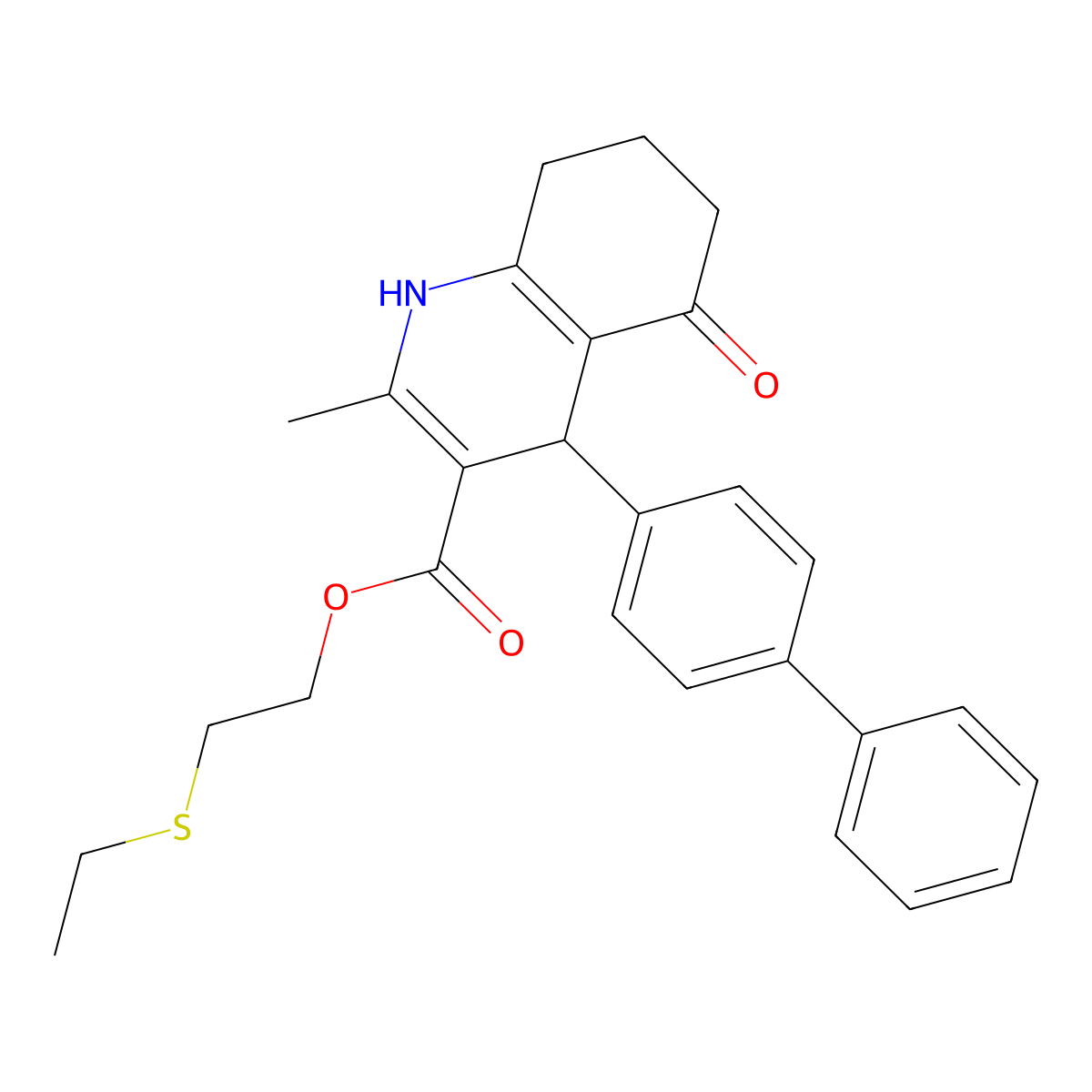 2-(Ethylsulfanyl)ethyl 4-(biphenyl-4-yl)-2-methyl-5-oxo-1,4,5,6,7,8-hexahydroquinoline-3-carboxylate molecular structure, CAS 312597-60-7