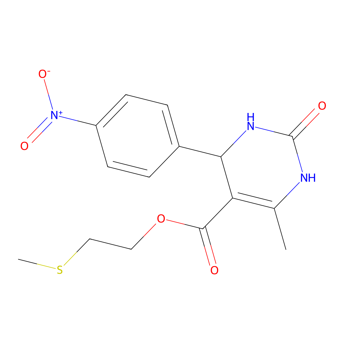 2-(Methylsulfanyl)ethyl 6-methyl-4-(4-nitrophenyl)-2-oxo-1,2,3,4-tetrahydropyrimidine-5-carboxylate molecular structure, CAS 312597-64-1