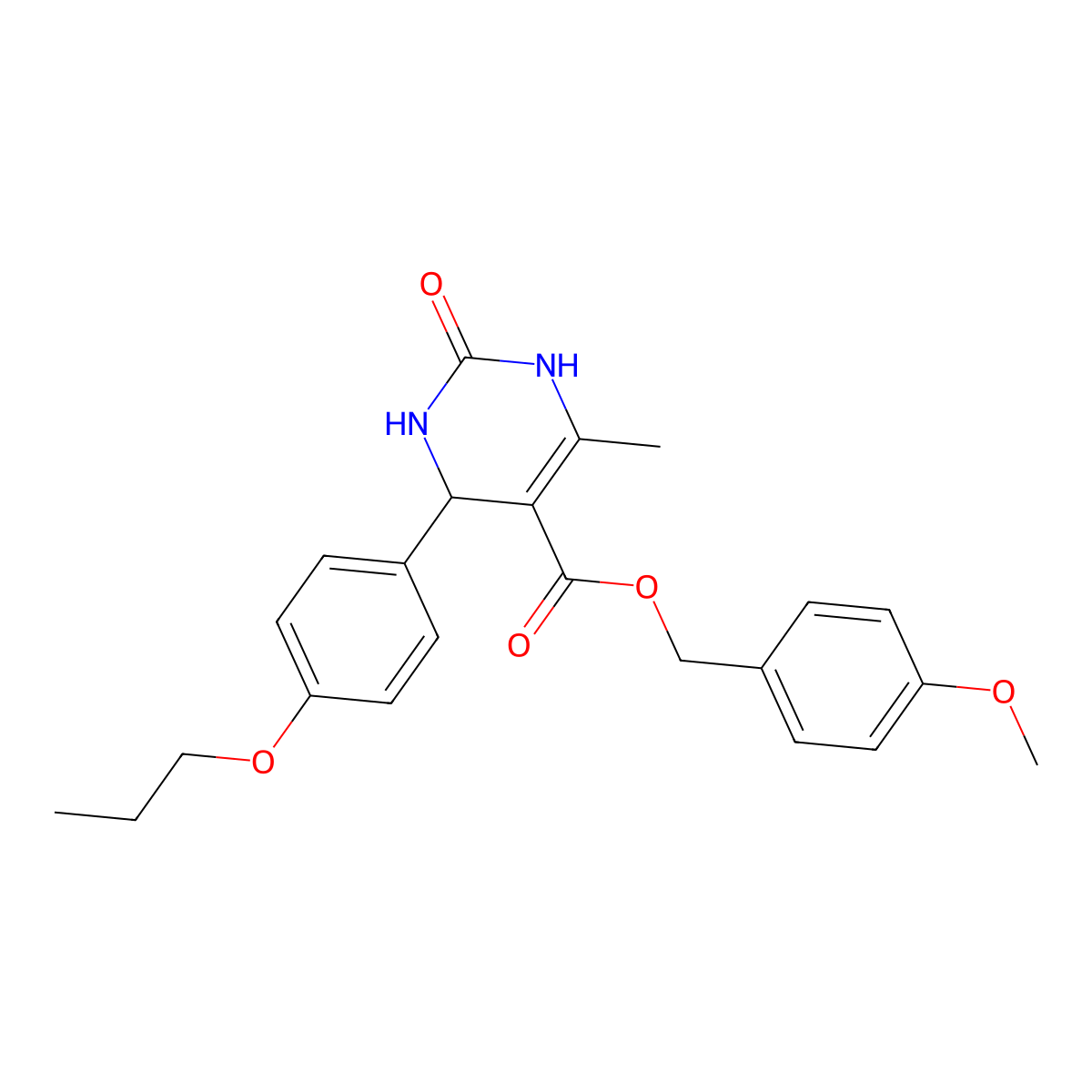 4-Methoxybenzyl 6-methyl-2-oxo-4-(4-propoxyphenyl)-1,2,3,4-tetrahydropyrimidine-5-carboxylate molecular structure, CAS 312597-65-2