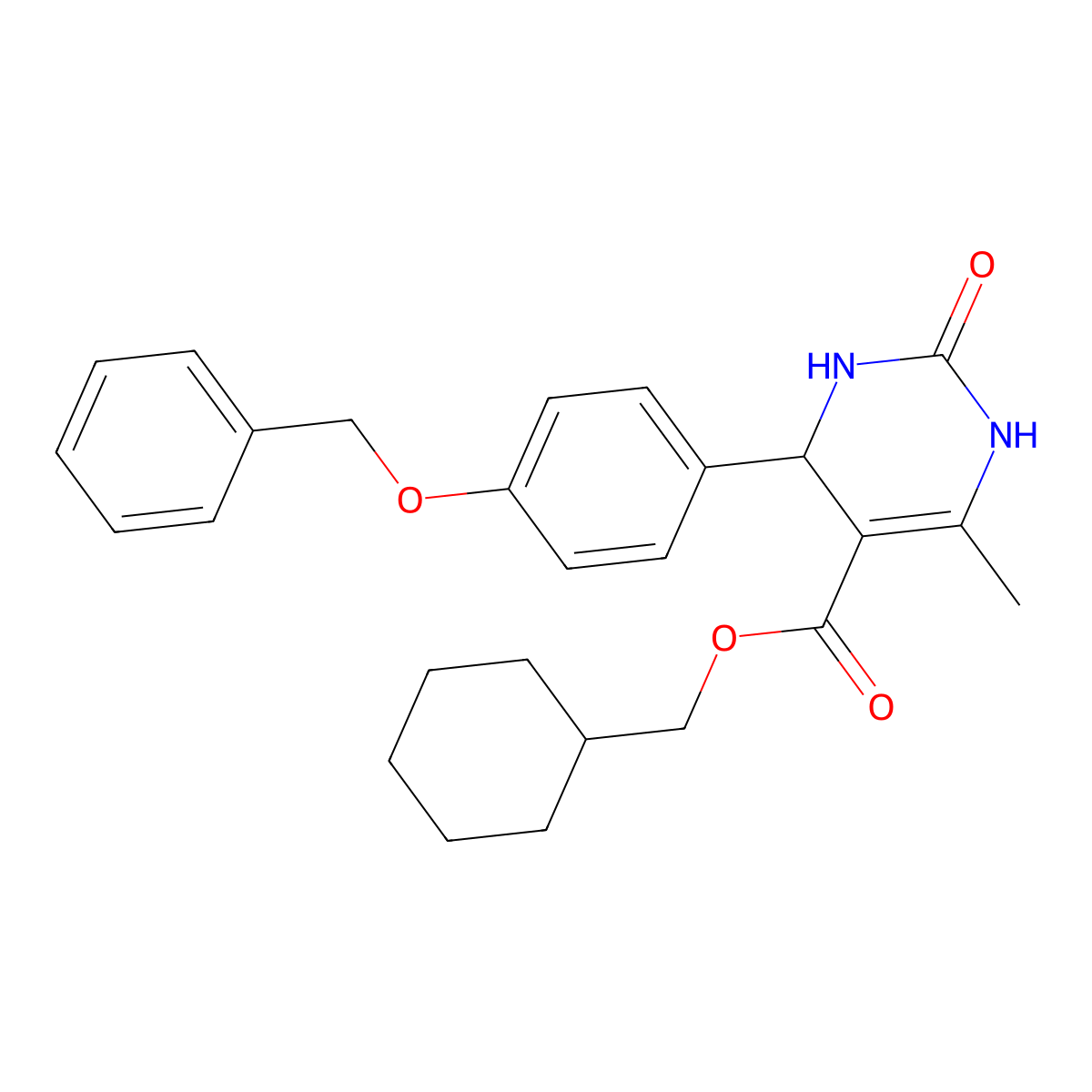 Cyclohexylmethyl 4-[4-(benzyloxy)phenyl]-6-methyl-2-oxo-1,2,3,4-tetrahydropyrimidine-5-carboxylate molecular structure, CAS 312597-66-3