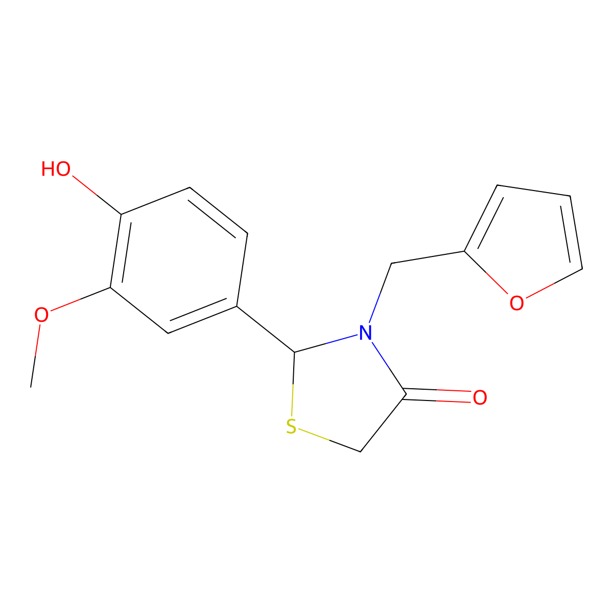 3-(Furan-2-ylmethyl)-2-(4-hydroxy-3-methoxyphenyl)-1,3-thiazolidin-4-one molecular structure, CAS 312597-75-4