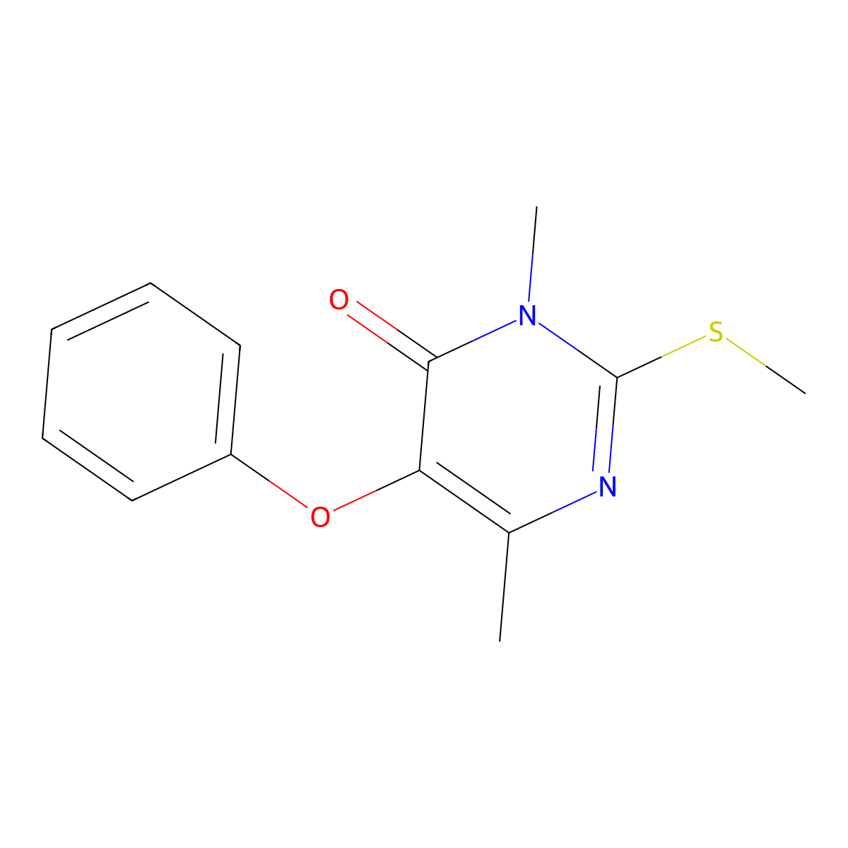 3,6-Dimethyl-2-methylsulfanyl-5-phenoxypyrimidin-4-one molecular structure, CAS 312597-85-6