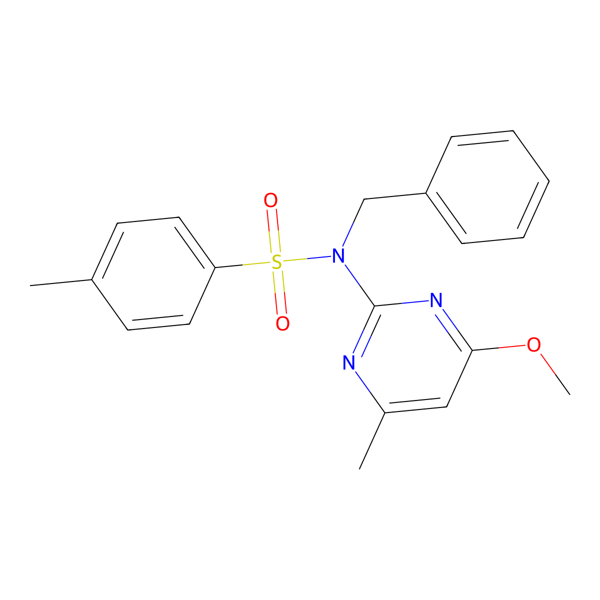 N-benzyl-N-(4-methoxy-6-methylpyrimidin-2-yl)-4-methylbenzenesulfonamide molecular structure, CAS 312597-90-3