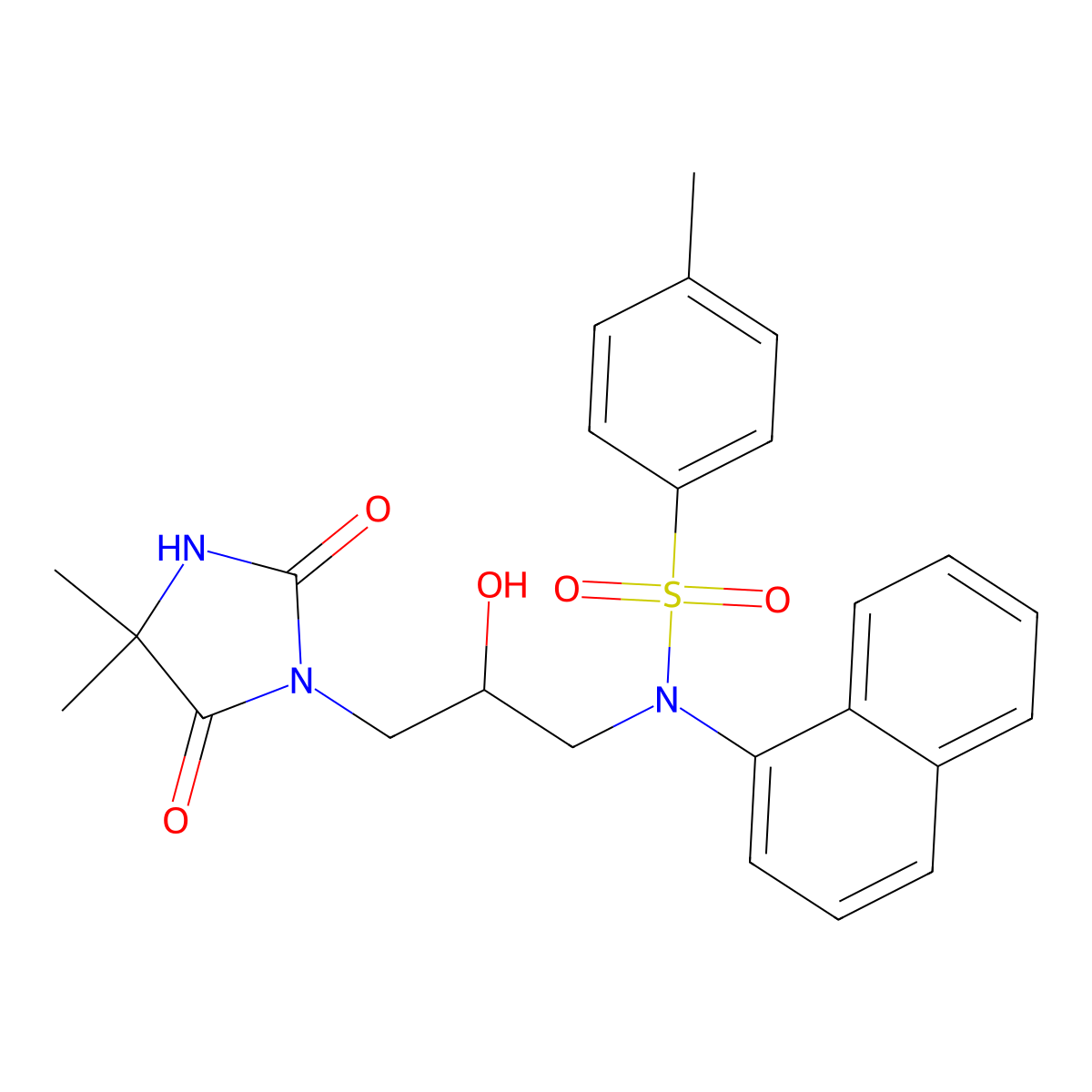 N-[3-(4,4-dimethyl-2,5-dioxoimidazolidin-1-yl)-2-hydroxypropyl]-4-methyl-N-naphthalen-1-ylbenzenesulfonamide molecular structure, CAS 312598-23-5